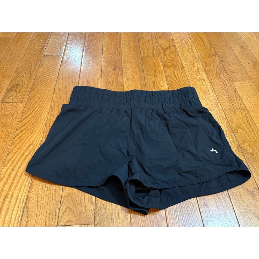JoyLab Womens Black High Waisted Smocked Running Shorts Large Activewear Pocket